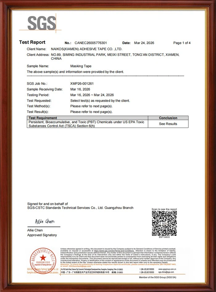 TSCA Test Report(Masking Tape )