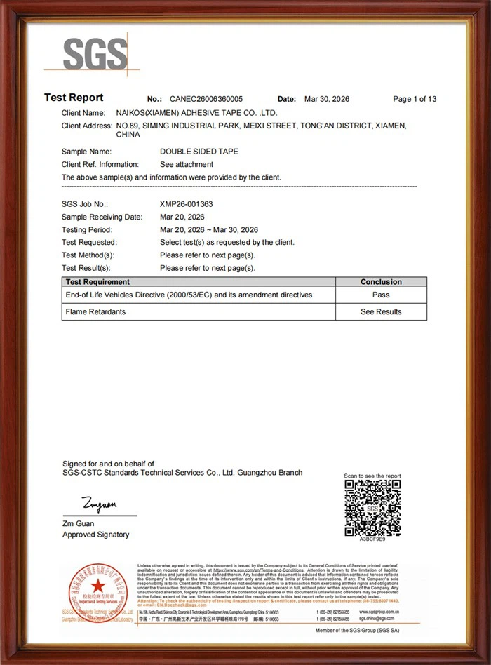 ELV Test Report(Double Sided tape )