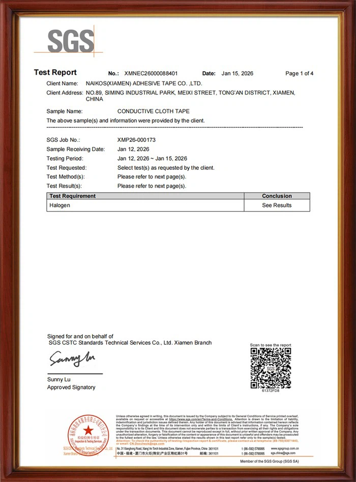 Halogen Test Report (Conductive Cloth Tape)